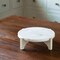 9.8" Handcrafted White Marble Cake Stand Wooden Base - Elegant Serving Solution